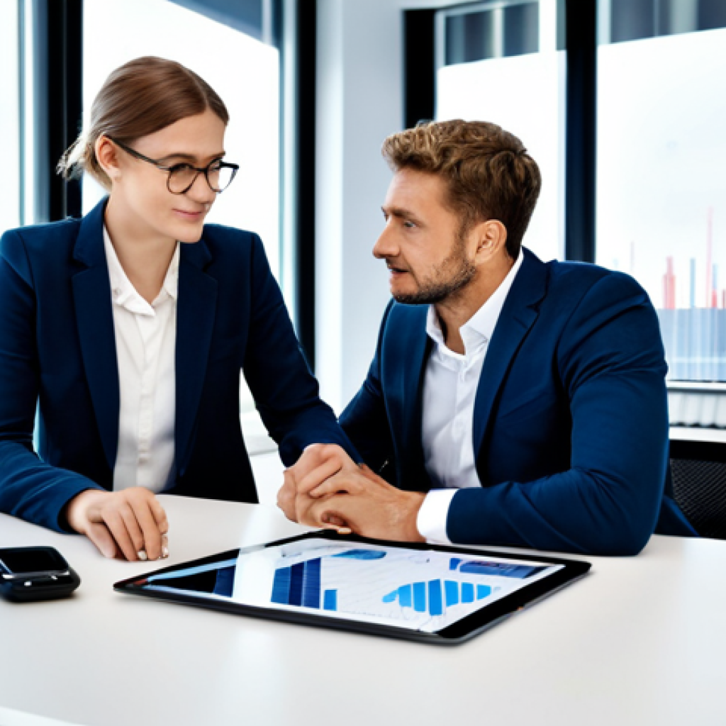 Index ETF Investment - DAX Focus**

"A modern, bright office setting. A financial advisor, fully clothed in professional business attire, is meeting with a young German couple. They are looking at a tablet displaying a rising DAX chart. The scene conveys trust, stability, and informed financial planning.  Safe for work. Appropriate content. Professional. Family-friendly. Perfect anatomy. Correct proportions. Well-formed hands. Natural pose."

**