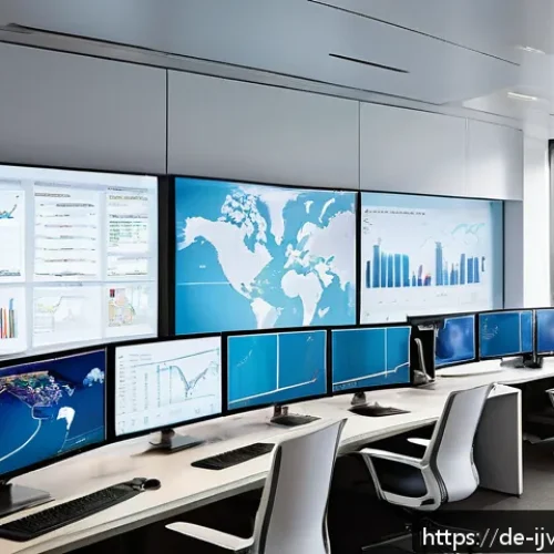 ETF 분산 투자로 리스크 관리하기 - A sophisticated financial analyst&rsquo;s workspace showing multiple large screens displaying global stock...