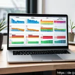 ETF 투자 시 필수 체크리스트 - A modern, well-organized home office scene in Germany featuring a laptop screen displaying a detaile...